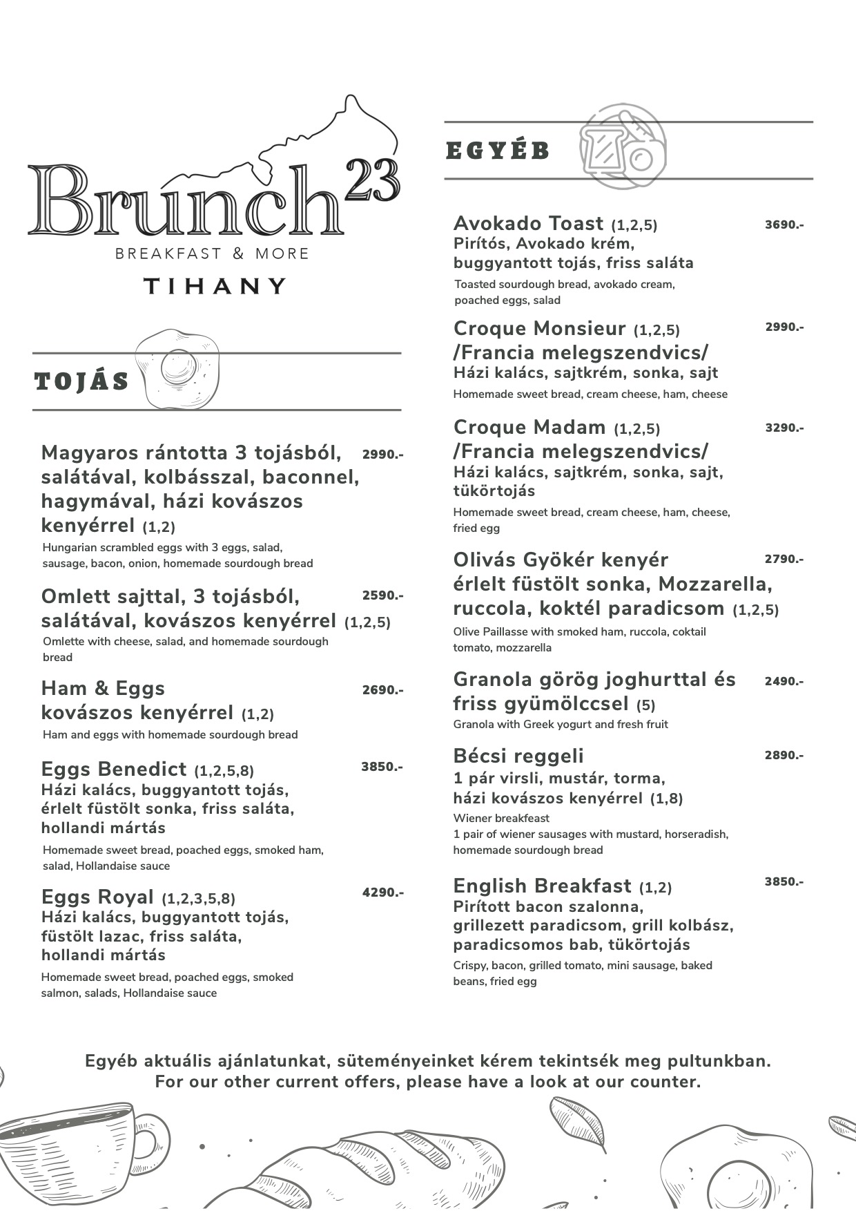 Brunch 23 étlap